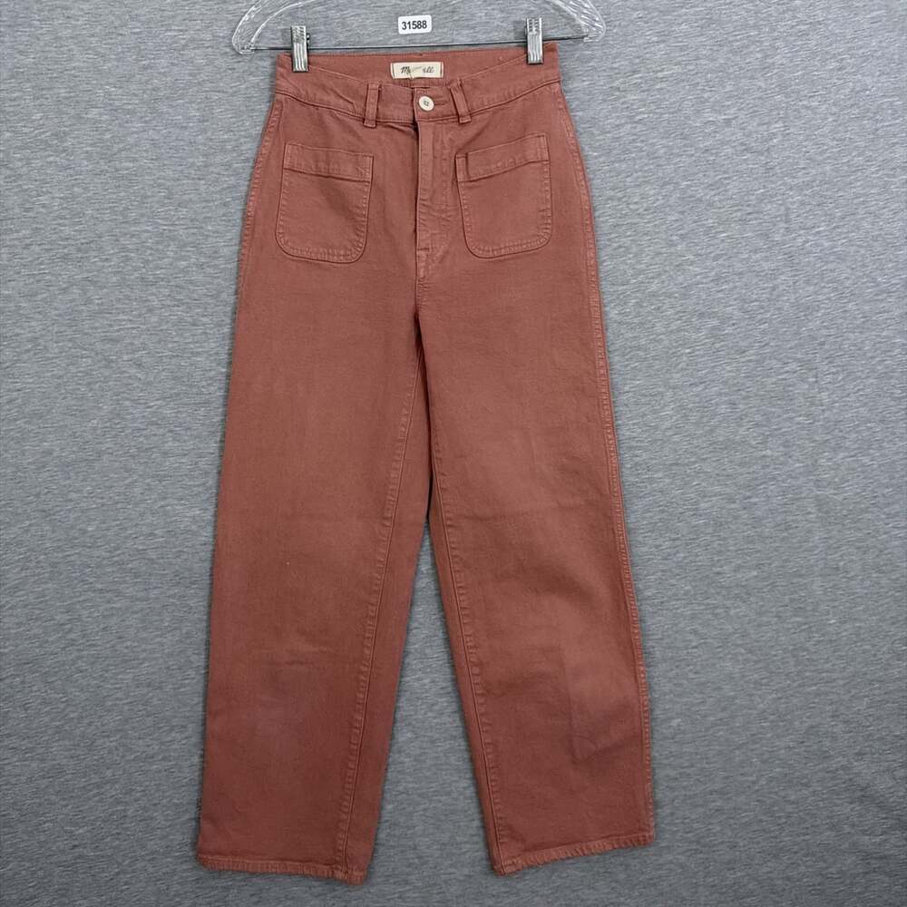 Madewell Slim Emmett Wide Leg Crop Pants Womens Size 25 Dusty Pink Rose Stretch